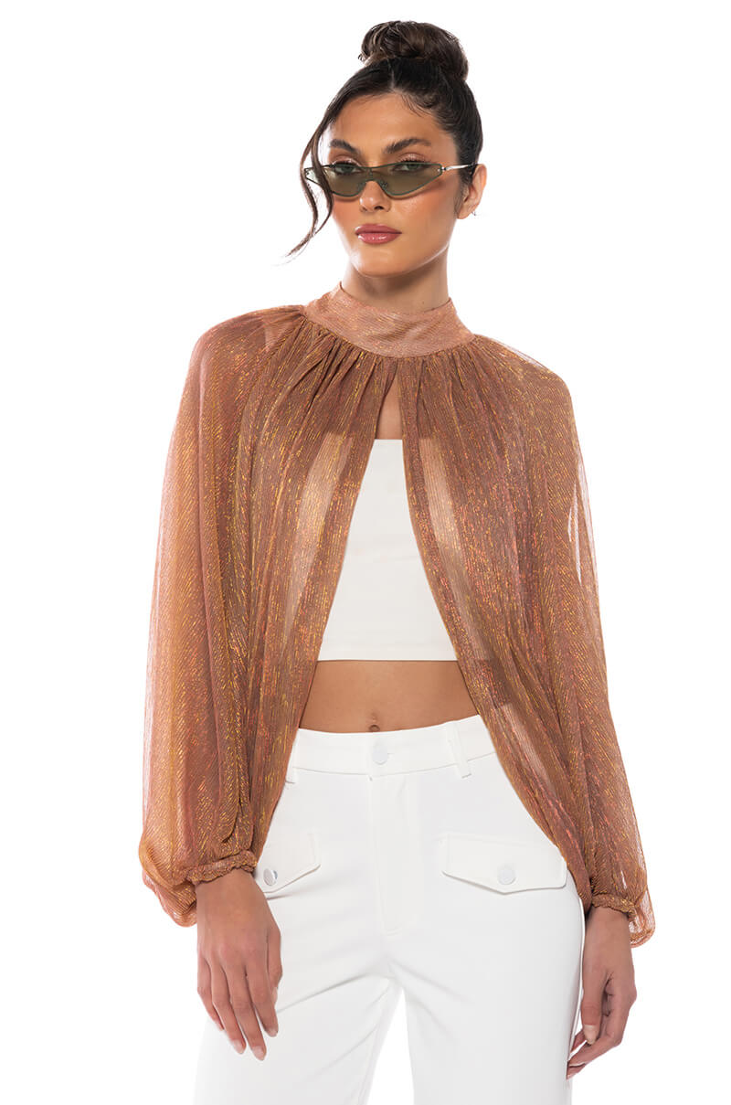 Front View Monica Sheer Overlay Blouse
