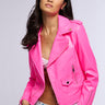 Front View Monsieur Flores Neon Pink Moto Jacket