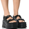 Front View Monster Jam Flatform Sandal In Black