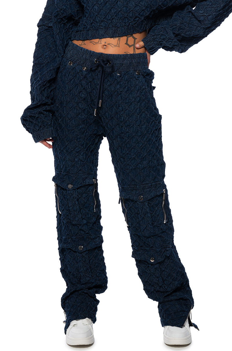 SHE IN HA MOOD TEXTURED WIDE LEG JOGGER view 0