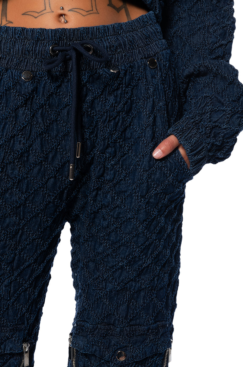Extra View Monte Cozy Knit Pocket Detail Jogger In Blue