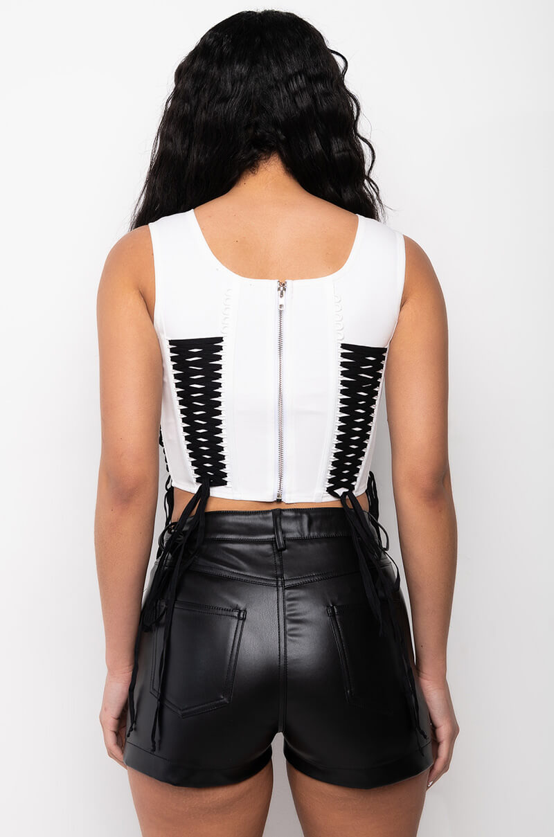 Extra View Mood Swings Lace Up Detail Crop Tank