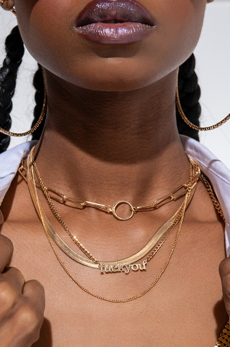 Front View Mood Swings Layered Chain Necklace
