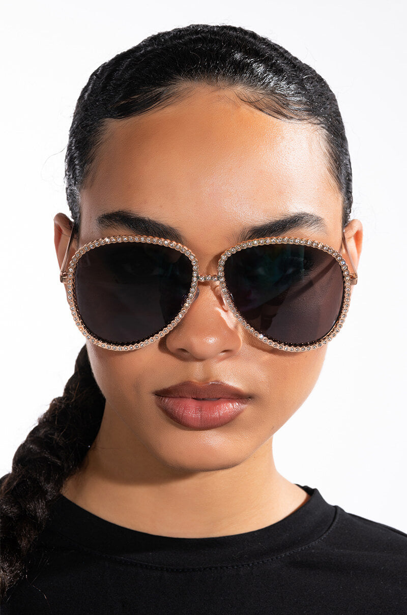 Front View Moody Rhinestone Sunnies