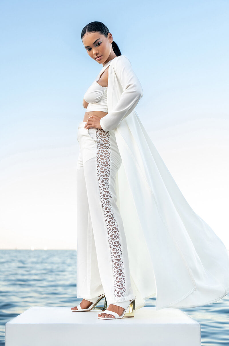 Side View Moon River Long Sleeve Trench Blazer 2