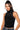 Front View Mora Mock Neck Mesh Top In Black