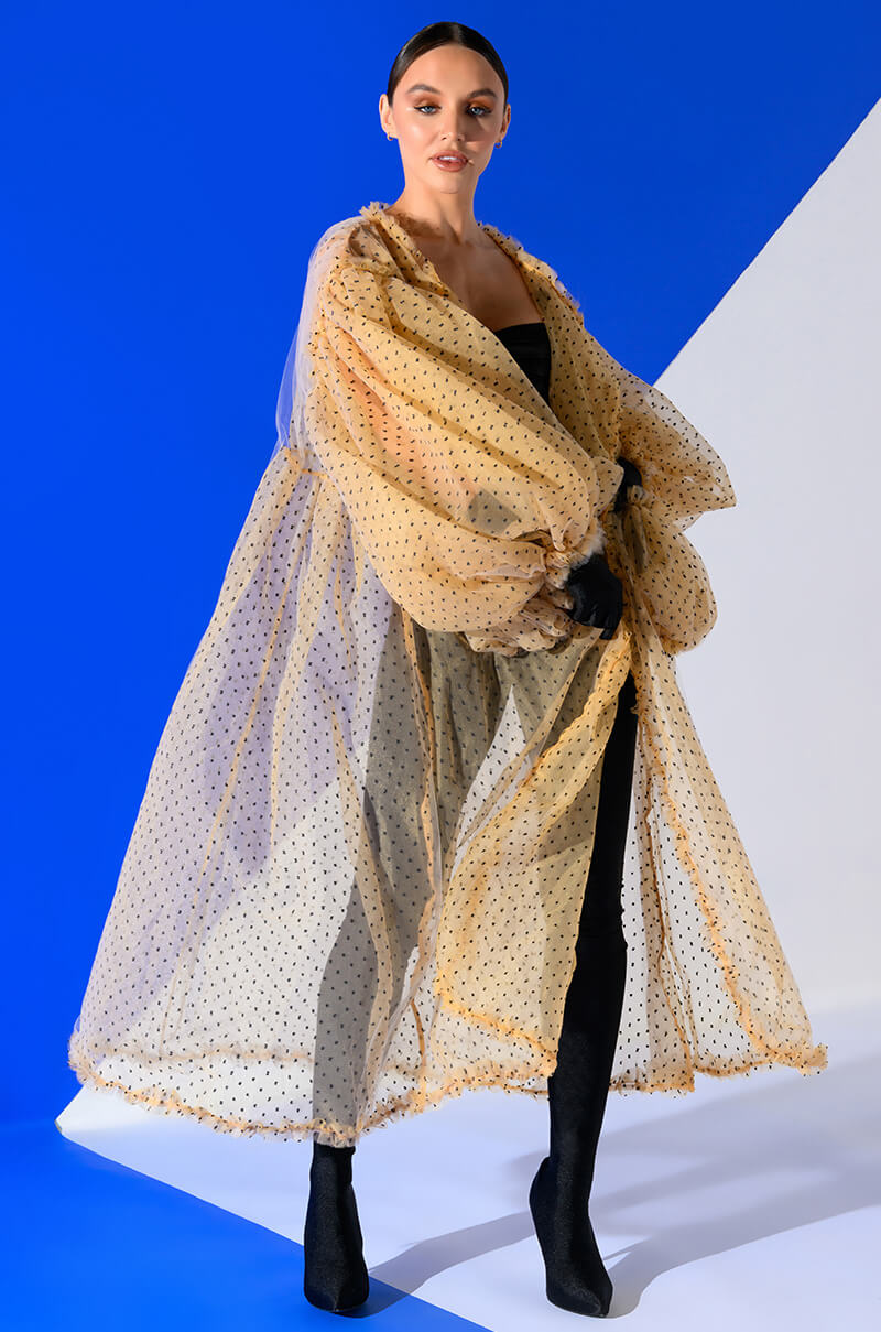 Side View More Is More Oversized Swiss Dot Trench