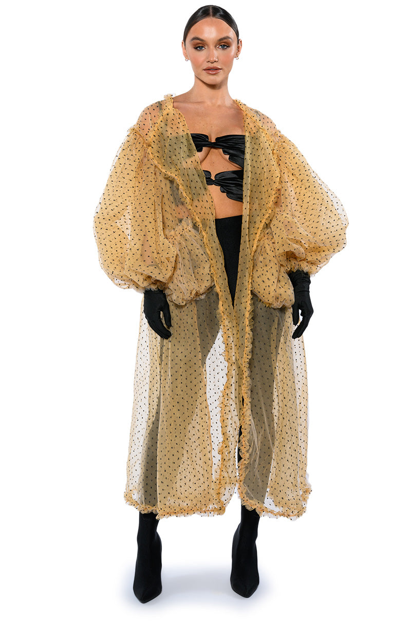 Back View More Is More Oversized Swiss Dot Trench