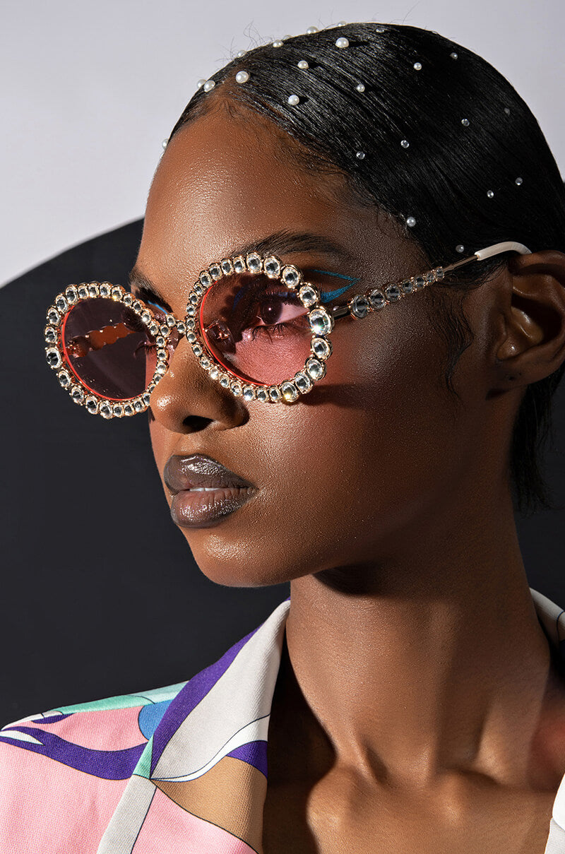 Front View More Is More Rhinestone Sunnies
