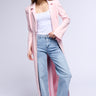 Front View More Life Pink Cut Out Faux Leather Trench