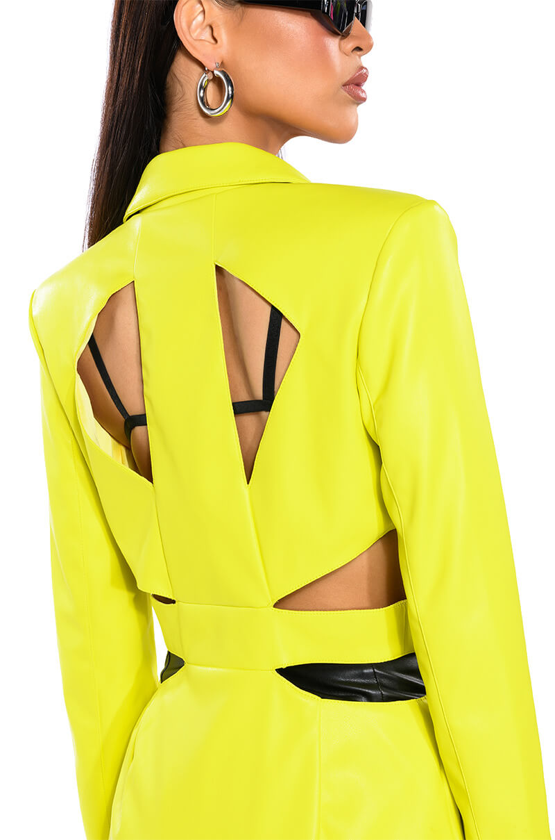 Extra View More Life Yellow Cut Out Pleather Trench