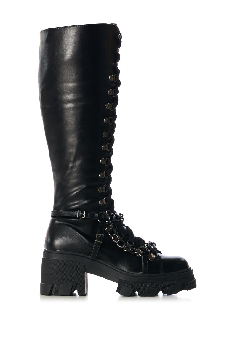 Side View Morgan Black Lace Up Boot 1