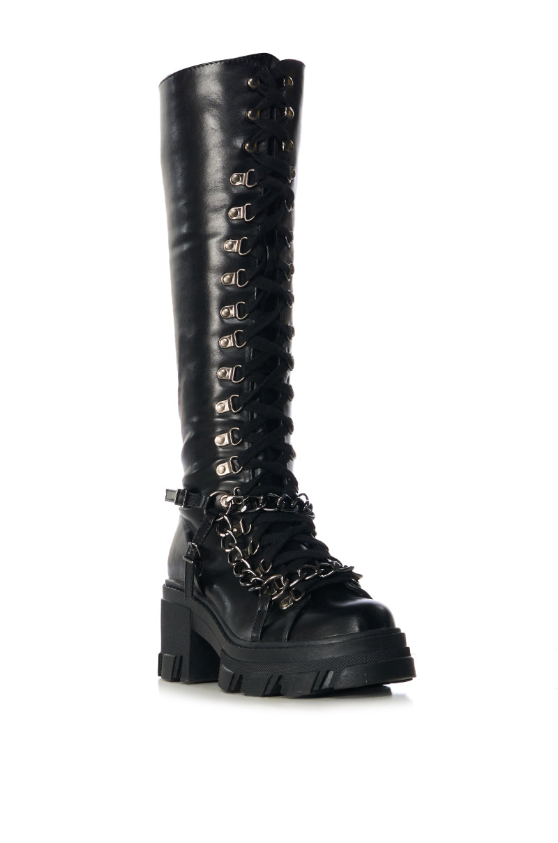 Back View Morgan Black Lace Up Boot 2
