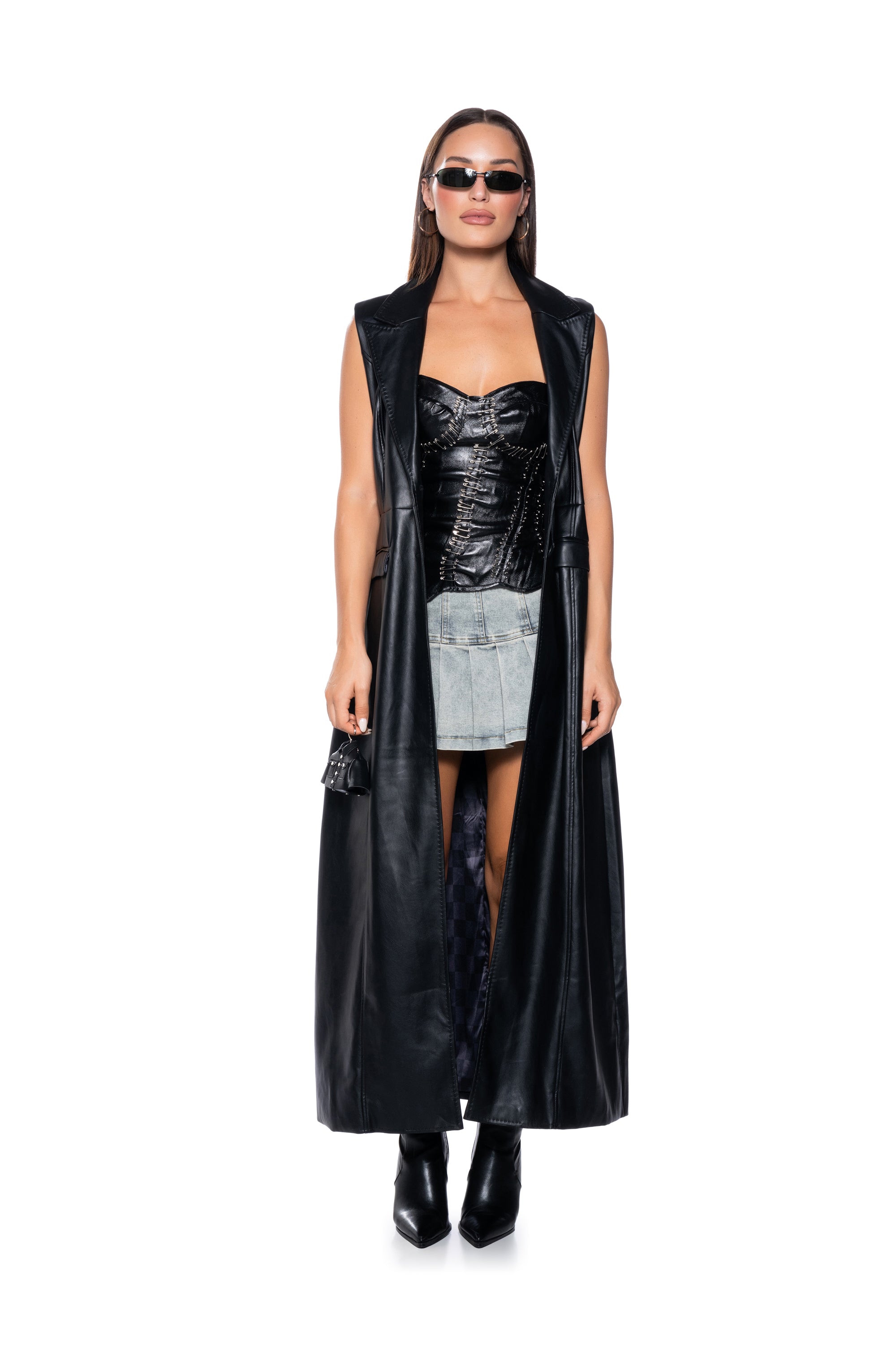 Extra View Morpheus Faux Leather Longline Vest 5