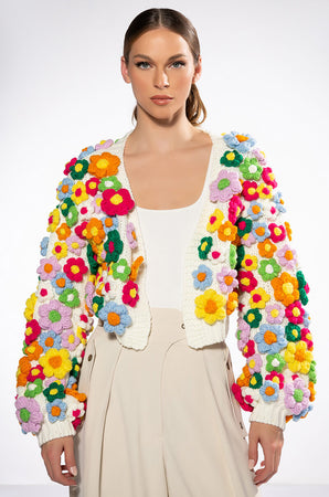 MOTHER NATURE FLOWER DETAIL CARDIGAN – AKIRA