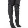 Front View Motofox Stiletto Over The Knee Boot In Black Denim