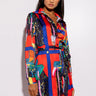 Front View Move Along Satin Scarf Print Mini Dress