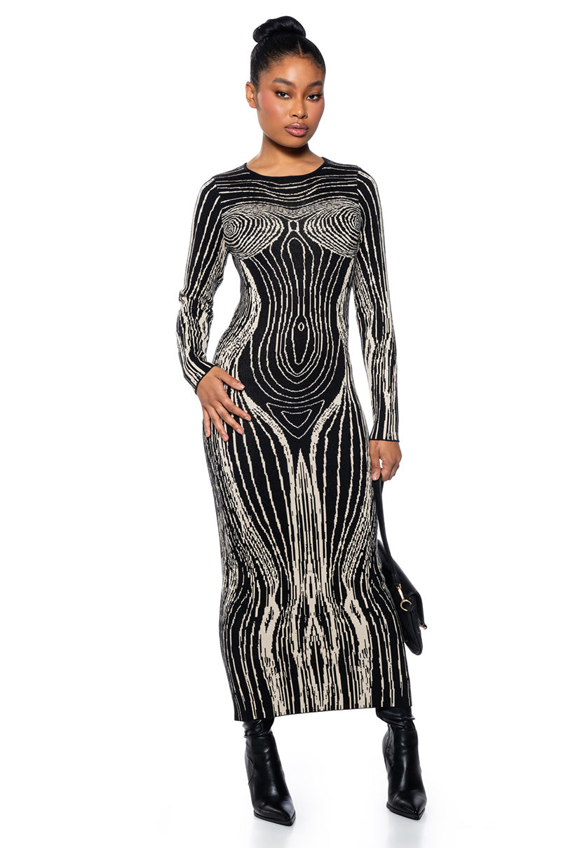 Front View Move Your Body Knit Midi Dress
