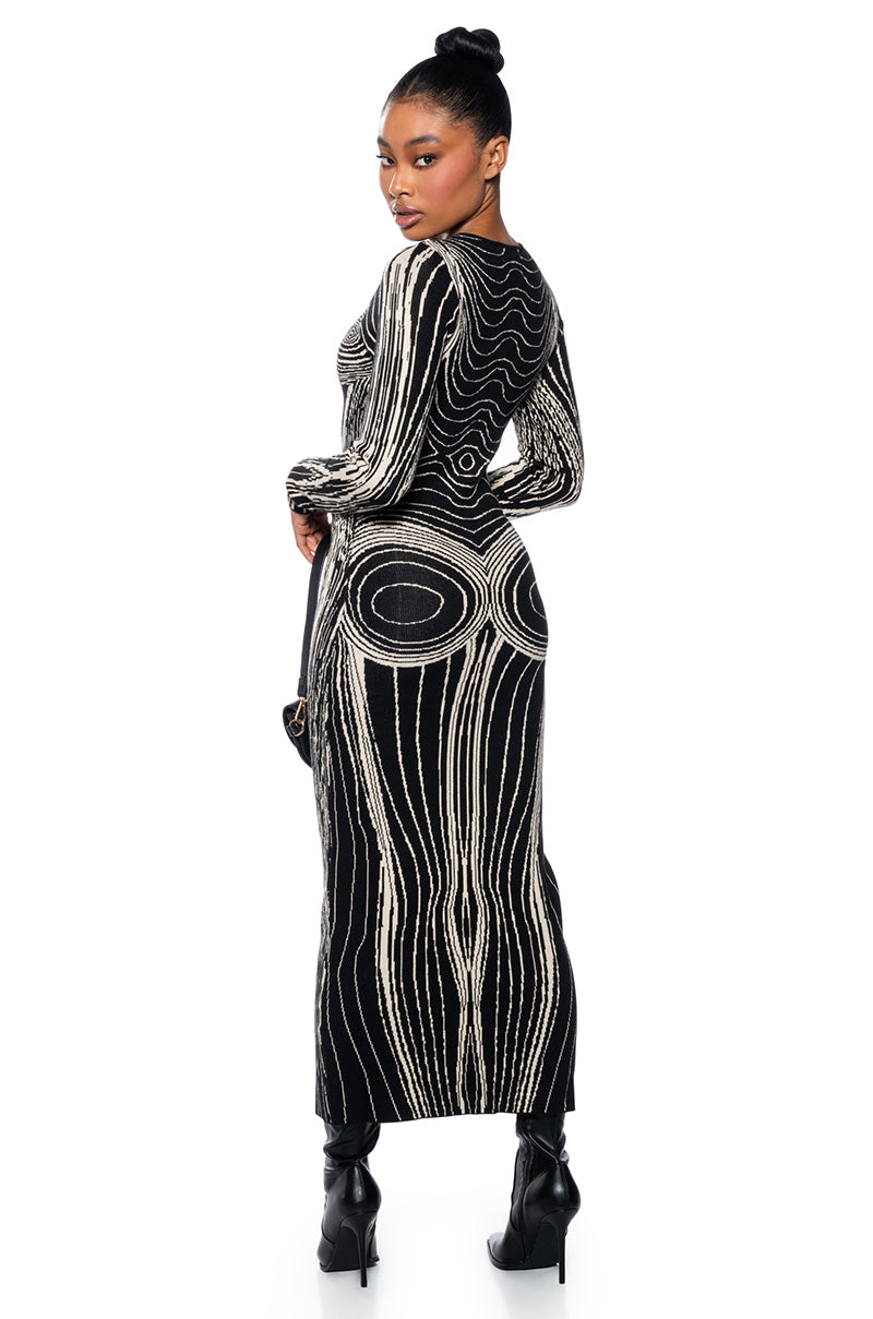 Back View Move Your Body Knit Midi Dress