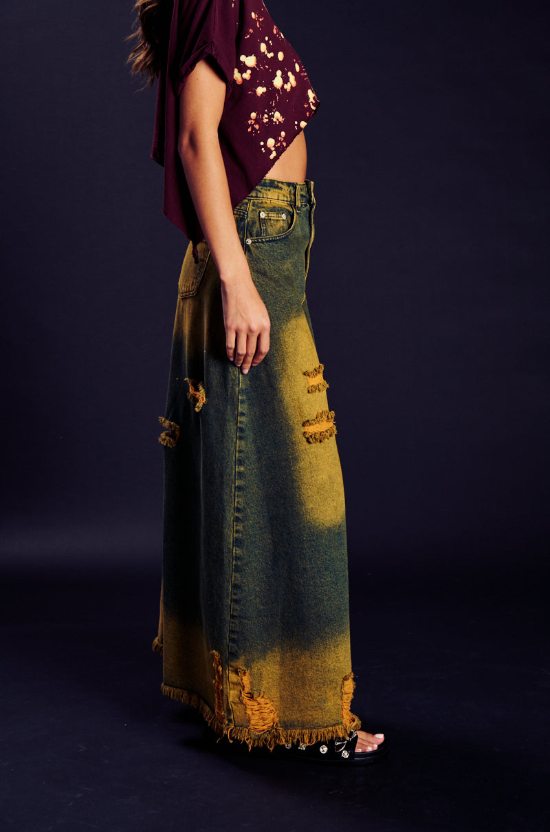 Side View Movin Different Denim Maxi Skirt 1