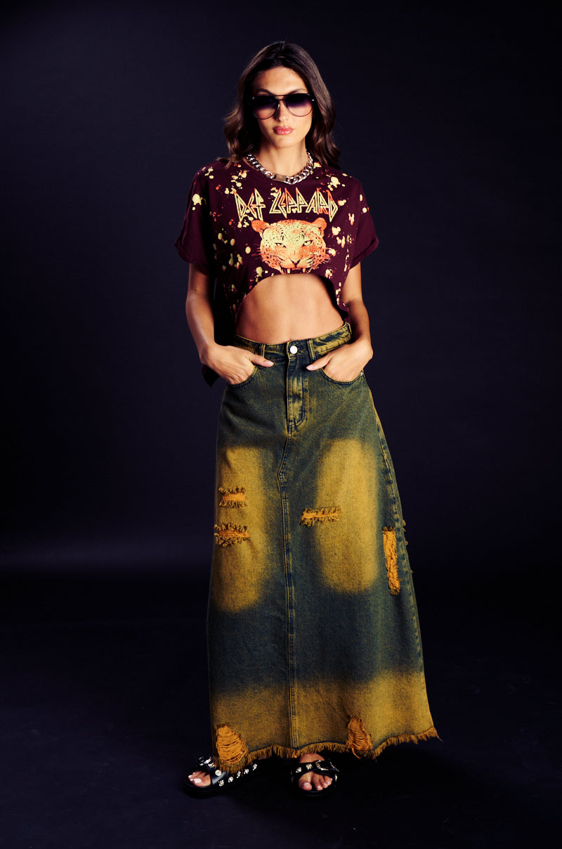 Detail View Movin Different Denim Maxi Skirt 3