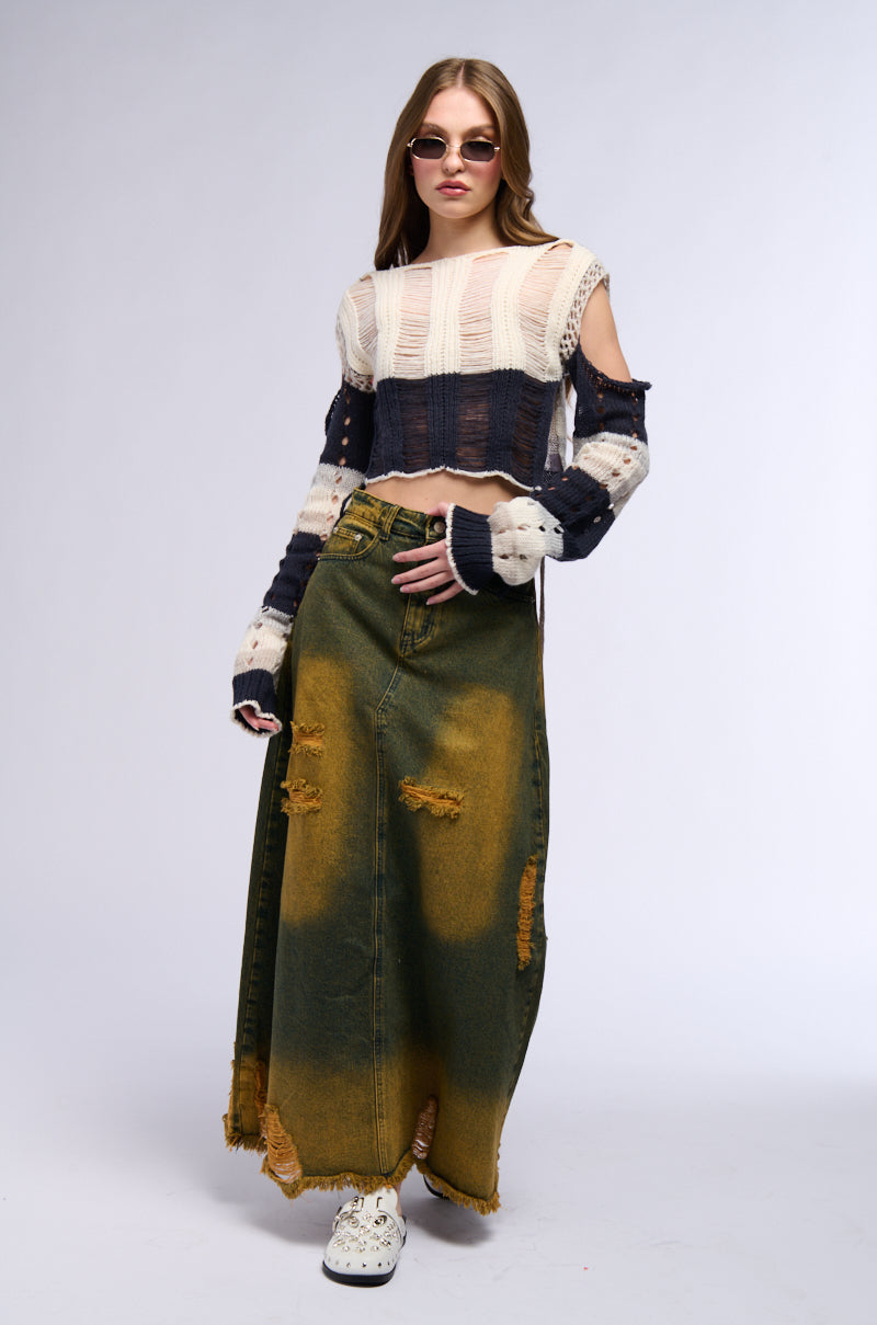 Full View Movin Different Denim Maxi Skirt 9