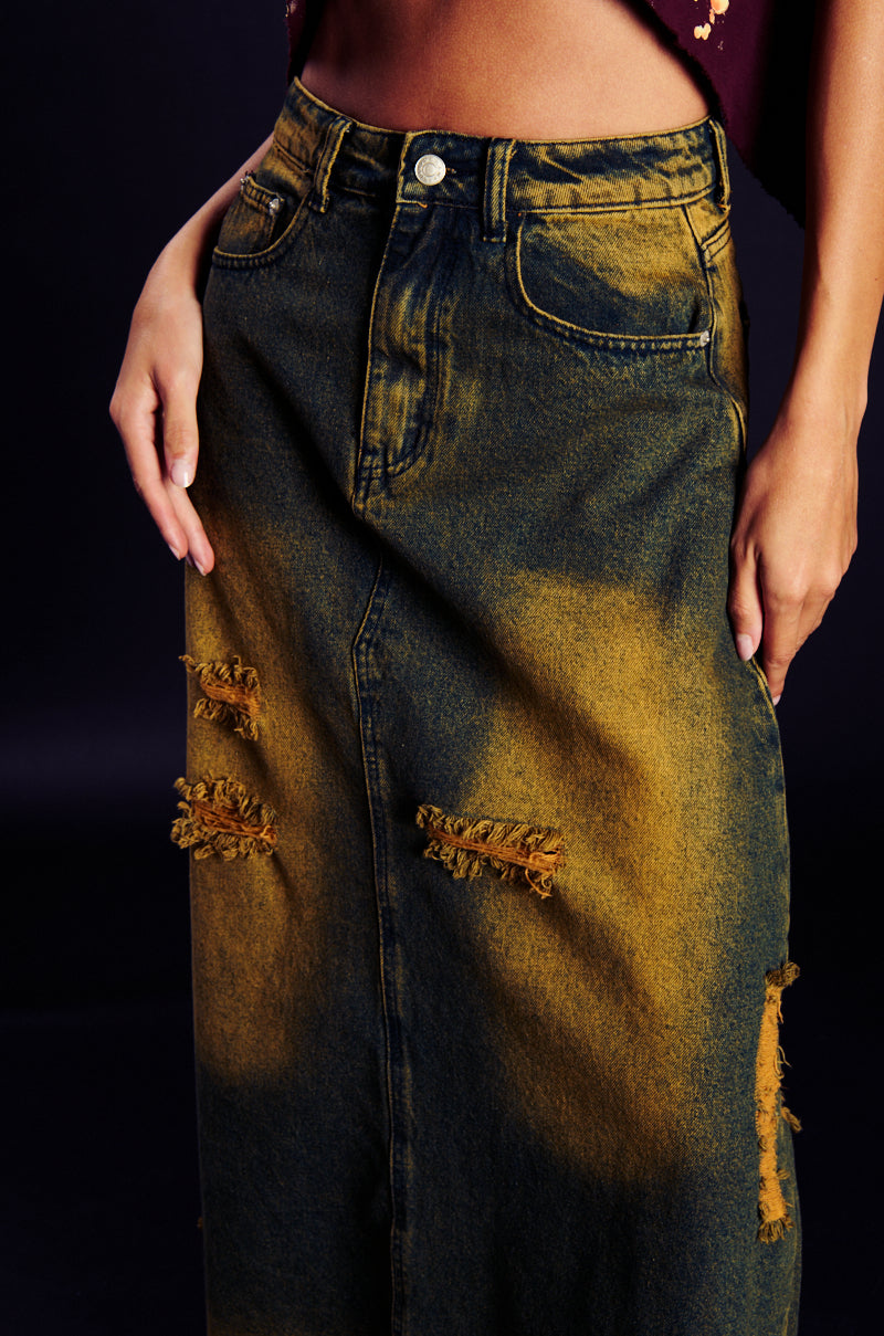 Full View Movin Different Denim Maxi Skirt 4