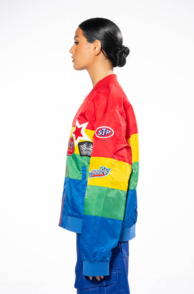 Full View Multi Color Racing Varsity Bomber view 5