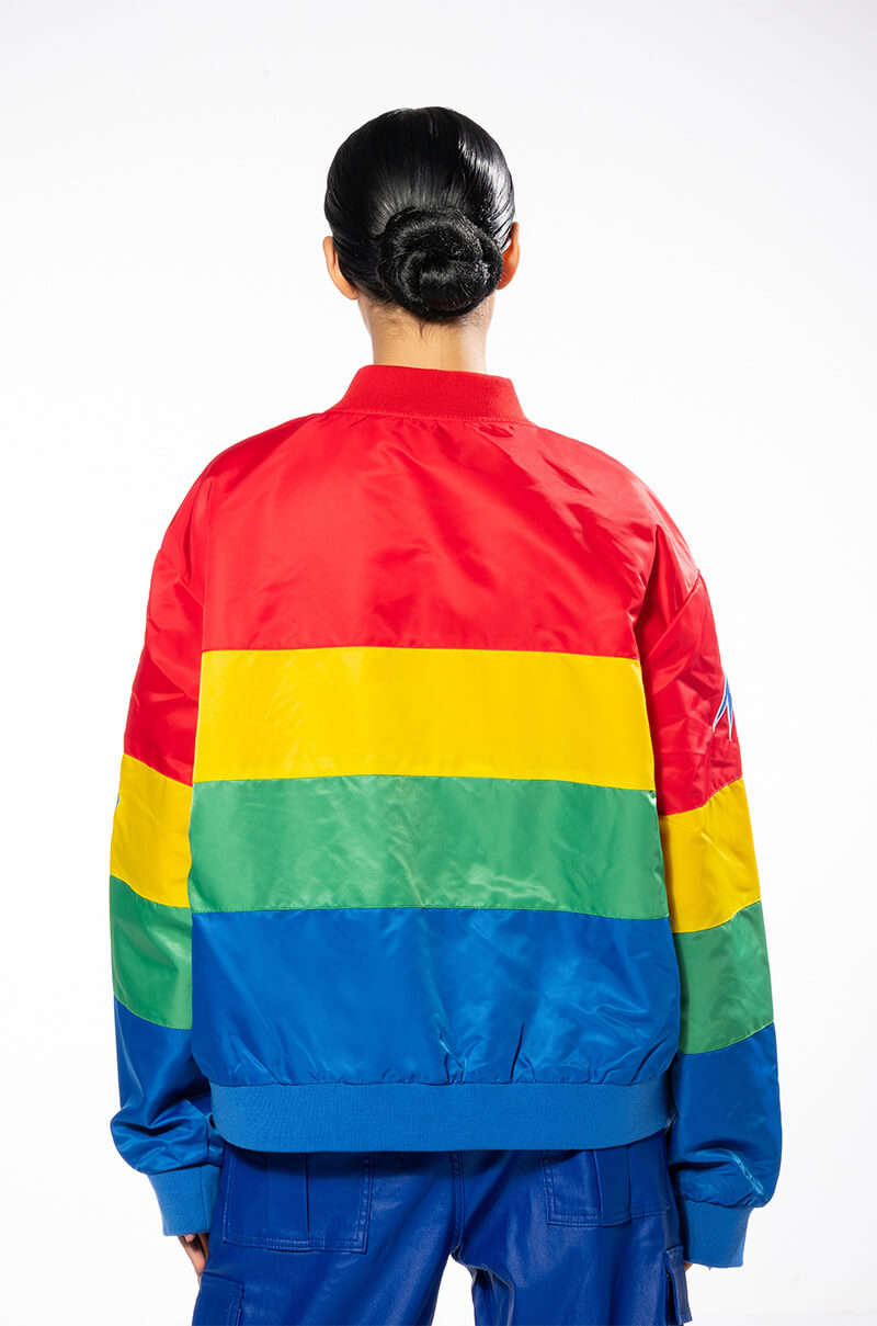 Extra View Multi Color Racing Varsity Bomber