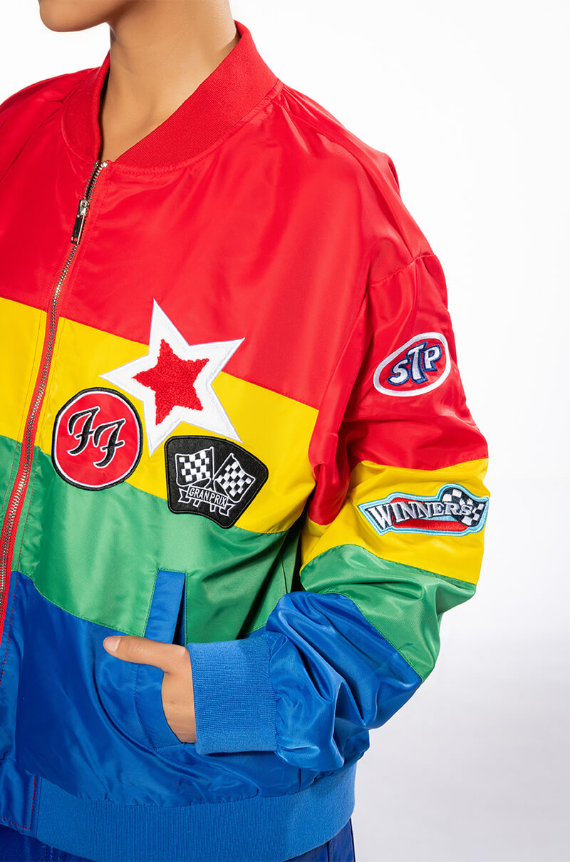 Extra View Multi Color Racing Varsity Bomber