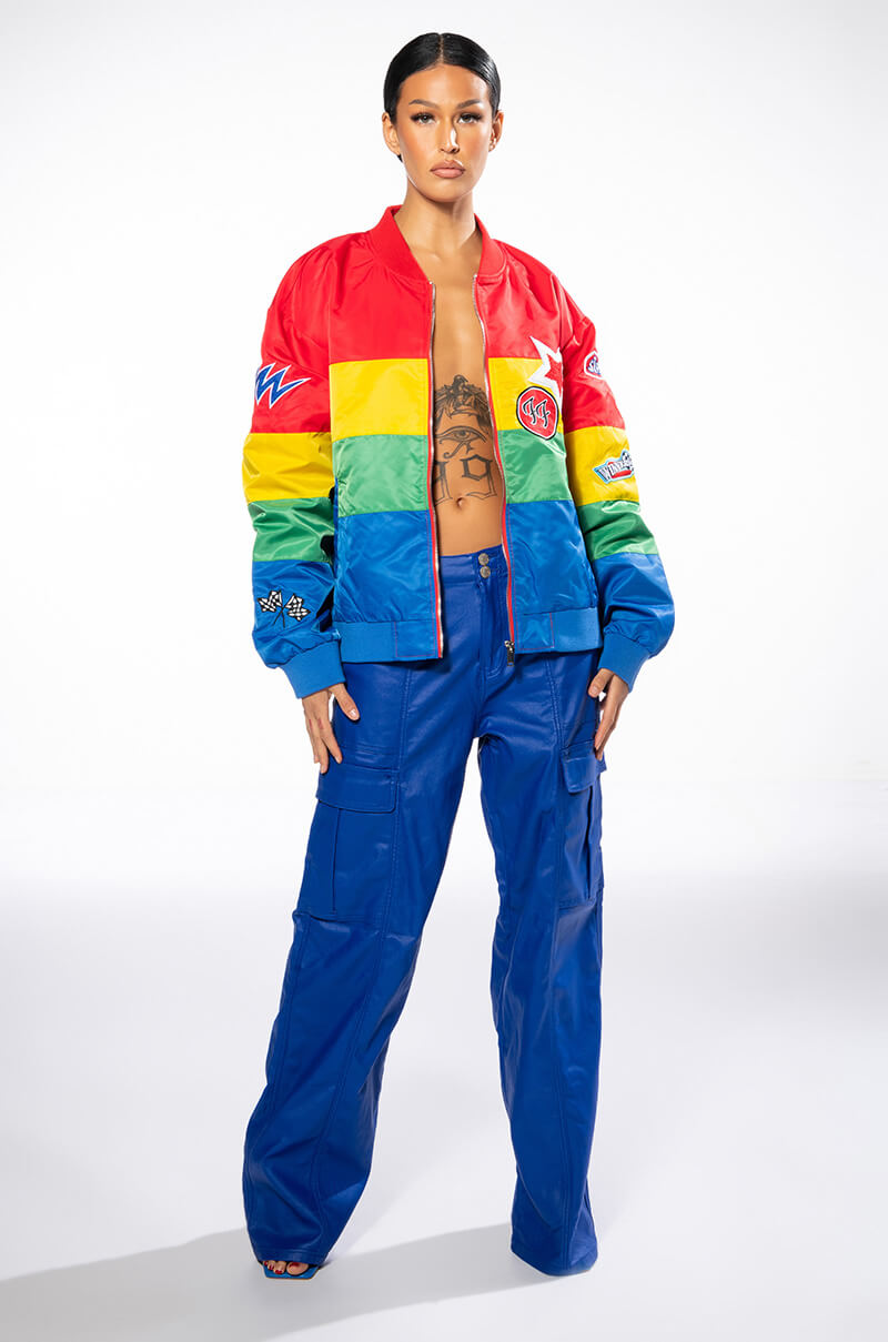 Extra View Multi Color Racing Varsity Bomber view 8