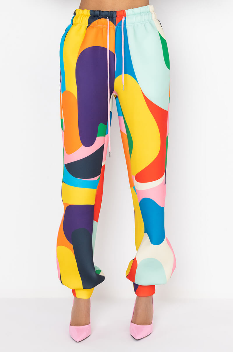 Front View Multi Print Scuba Sweatpant