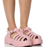 Front View Mumu Flatform Clog In Pink