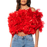 Front View Must Be Dreaming Ruffle Crop Blouse In Red