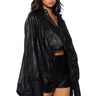 Front View My Own Attitude Faux Leather High Low Blouse