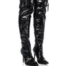 Front View My Power Thigh High Stiletto Boot In Black