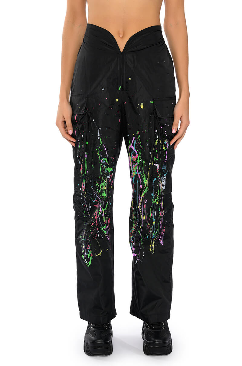 Front View My Time Painted Wide Leg Pants