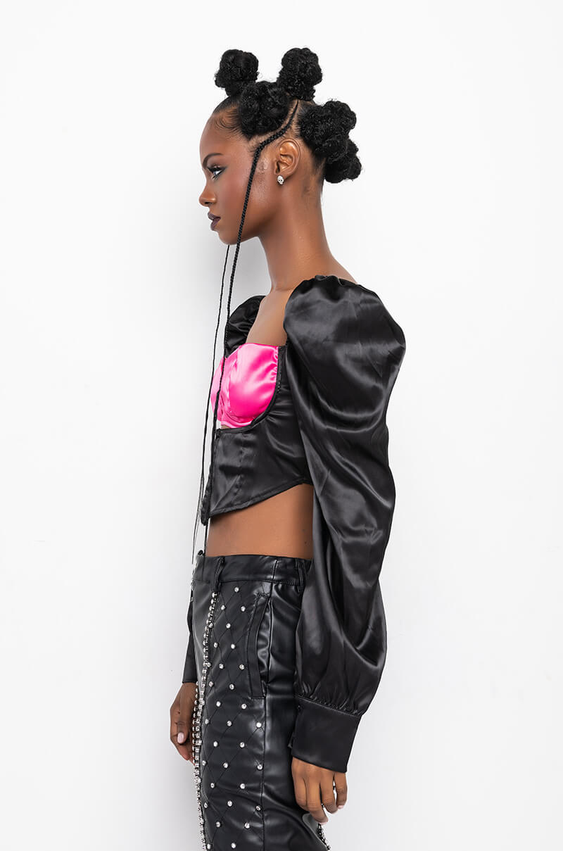 Full View My Type Bustier Front Satin Blouse