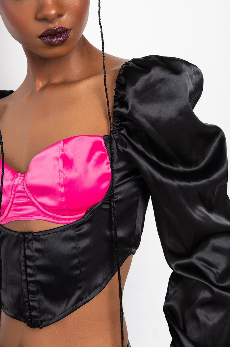 Extra View My Type Bustier Front Satin Blouse