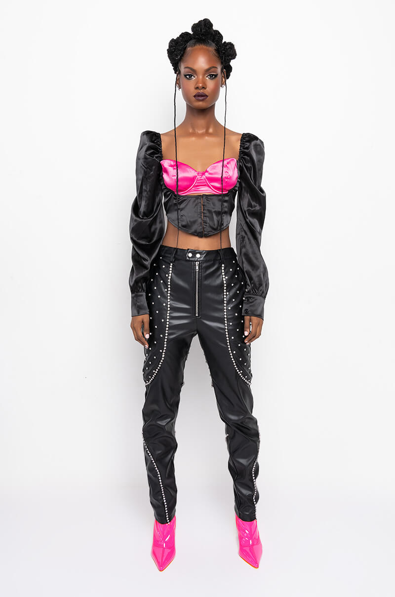 Extra View My Type Bustier Front Satin Blouse