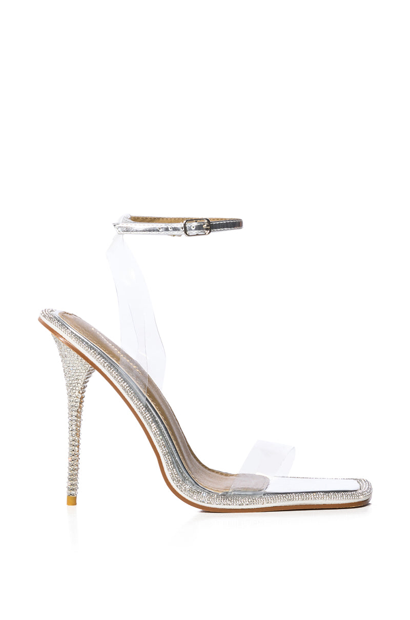 Side View My Type Embellished Pvc Stiletto Sandal In Silver