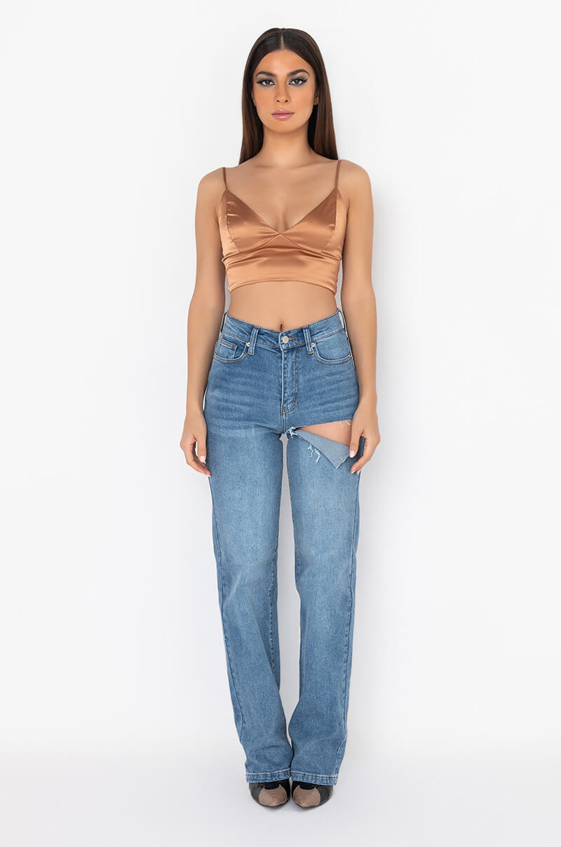 Extra View My Type Satin Crop Tank