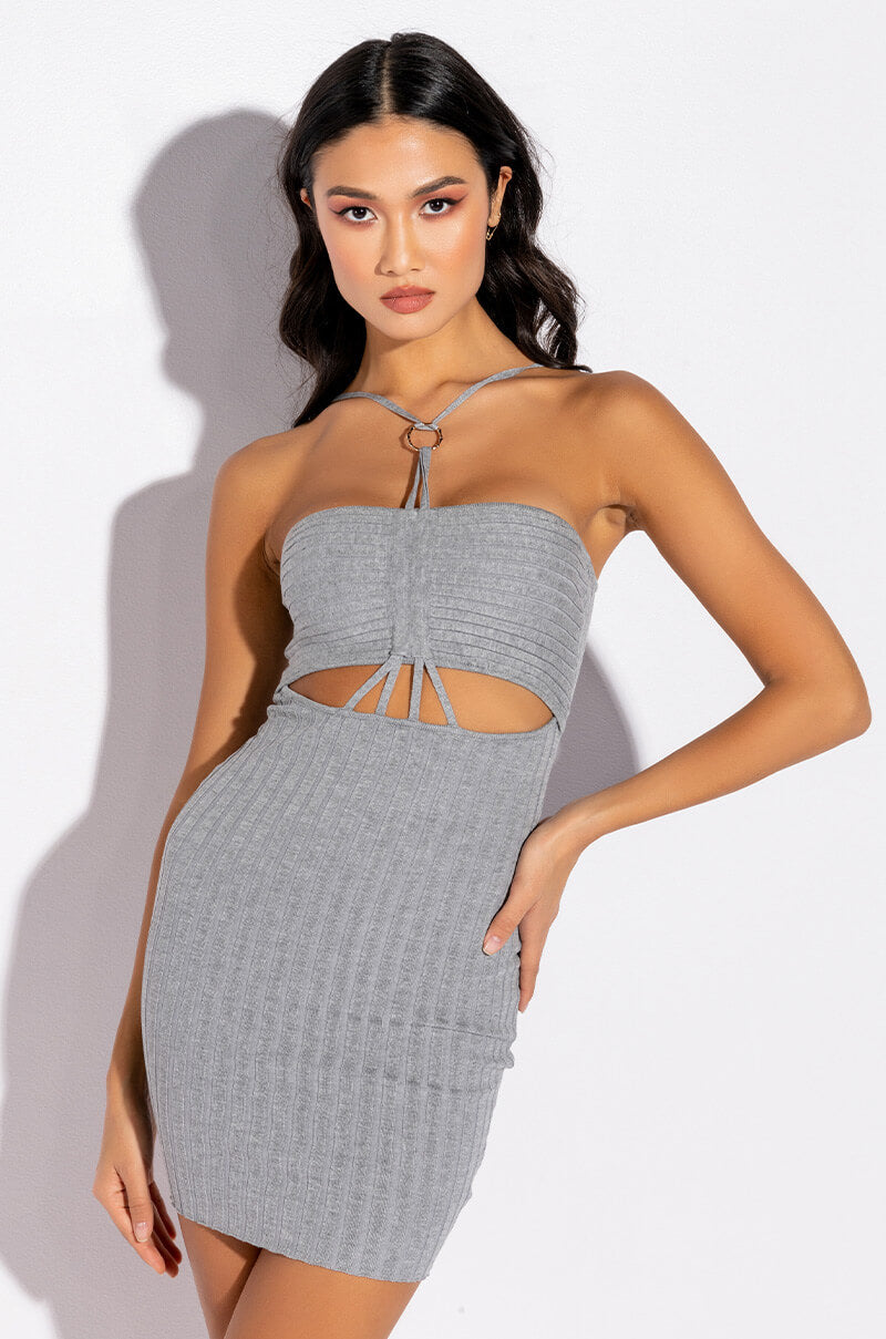 Front View My Way Halter Mini Dress
