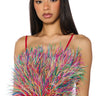 Front View Nadia Statement Feather Tank Top