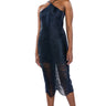 Front View Nadine Low Back Fringe Midi Dress