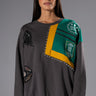 Front View Nally Embellished Colorblock Crew Neck Sweatshirt 