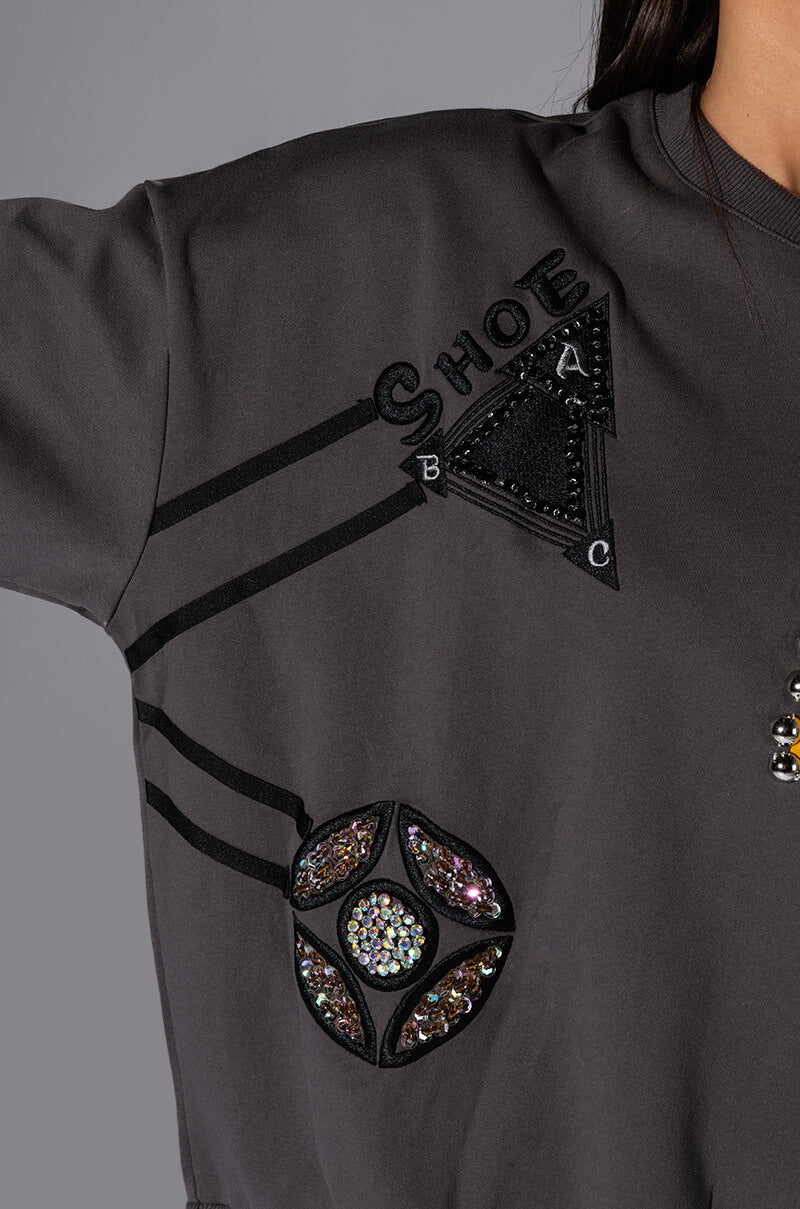 Extra View Nally Embellished Colorblock Crew Neck Sweatshirt 