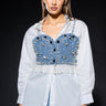 Front View Nashville Nights Embellished Button Down Top