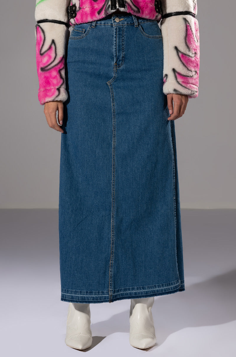 NATALIE DOUBLE SIDE SLIT DENIM SKIRT view 0