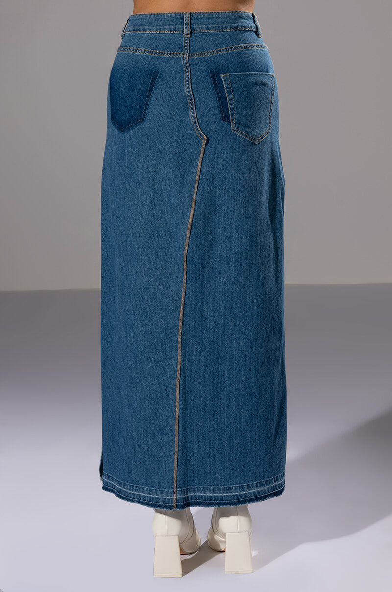Extra View Natalie Double Side Slit Denim Skirt